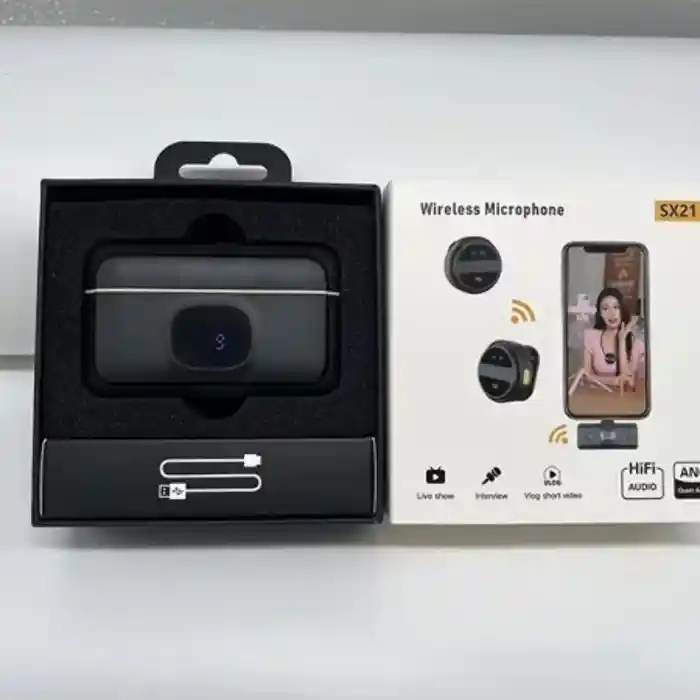 SX21 Wireless Microphone 2.4G Clip-On Type-C Port Smart Noise Reduction Lavalier Wireless Microphone